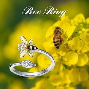 🐝 Bee Adjustable Open Ring – 18K Gold Plated Insect Ring 🌿✨
